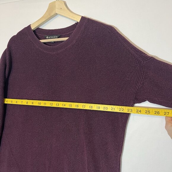ATHLETA Prima Cotton Silk Blend Asymmetric Knit sweater Medium Women’s Purple - Picture 6 of 9